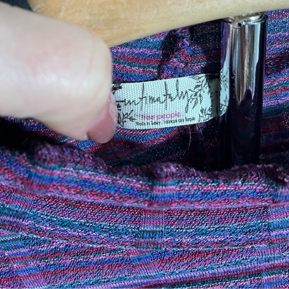 Free People Intimately Fitted Purple Multi-Color Mock Neck Longsleeve - Picture 4 of 5